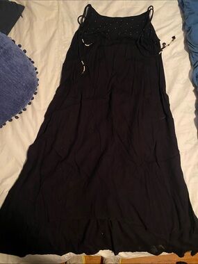 Roxy Black Maxi Skirt with Beaded chest and cute shoulder ties